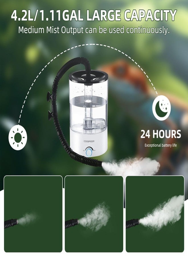 Coospider 4.2L Top Fill Reptile Humidifier, Fogger Mister for Reptiles Tank, Terrariums Humidifiers with Extended Hose/Tube, Automatic Reptile Misting System for Reptiles Amphibians Herps Vivarium - Image 5